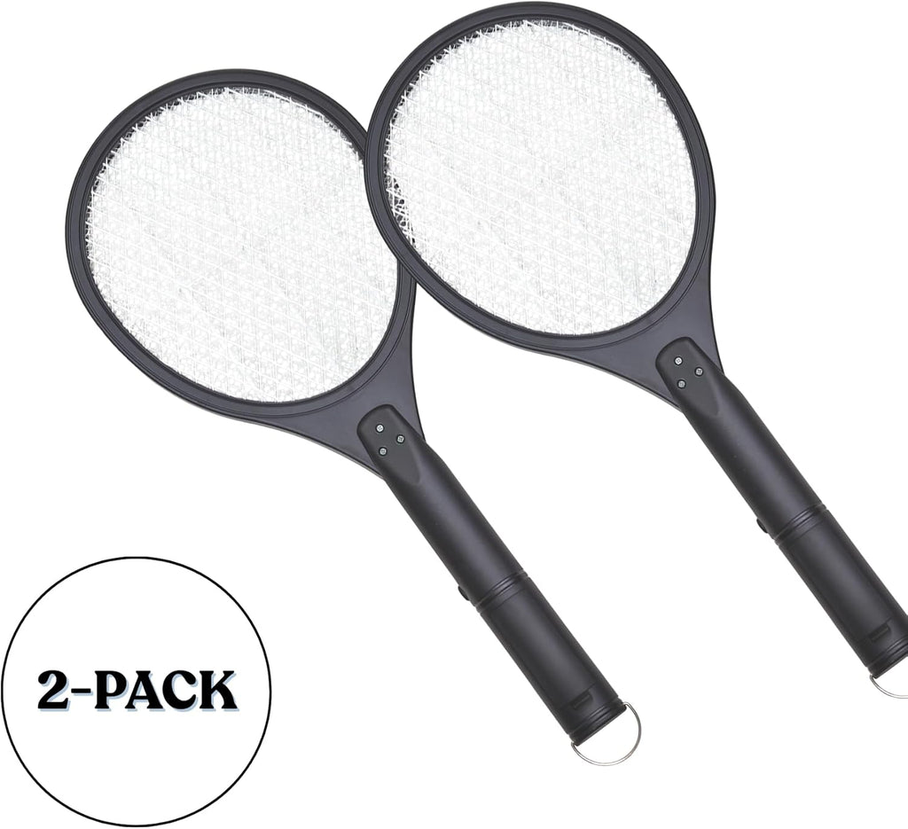 Black Flag 2-Pack Electric Bug Zapper Rackets – Mosquito & Fly Swatter, Battery Operated (Black)