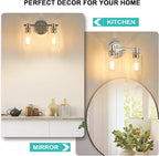 Bathroom Light Fixtures Wall Sconce Light with Clear Glass Chrome 2 Lights Bathroom Lighting Over Mirror Vanity Lights for Living Room,Bedroom,Restroom,Hallway E26 Base