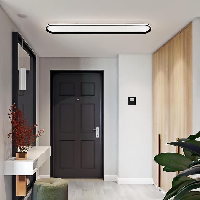47.1 Inch Metal LED Ceiling Light,Slim, Edge Lit - 65W Full Spectrum Linear Ceiling Lamps,6500K Cool White Modern Ultra Thin Low Profile Light Fixture for Kitchen, Home & Office Hallway