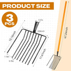 Pitch Fork, 3 Sets Heavy Duty Pitch Fork with 47.2" Wood Handle, 9-Tine Horse Stall Forks with Handle for Gardening Horse Stall Picking up Manure Farm
