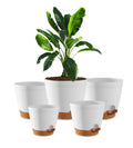 Utopia Home Self Watering Pots for Indoor Plants 6.8"/6.4"/5.9"/5.5"/4.9" Set of 5, Planters for Indoor Plants, Small Multi-Size Flowerpot, Plant Pots with Drainage & Reservoir (White)