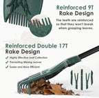 ORIENTOOLS 17Tines Double Row Garden Rake Set with 9Tines Leaf Hand Rakes, 272L Leaves Bin and Gardening Gloves for Scooping and Picking up Leaves, Clear and Collect Garden Rake Kit