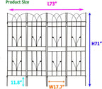 4 Pack Metal Garden Trellis 71" Black Fence Rustproof Garden Trellis for Climbing Plants Support Roses Flower Outdoor Lawn, Black