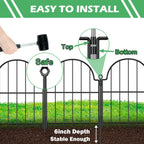 Blingluck Decorative Garden Fence, 17in(H) x 10.8ft(L), with Ground Stake