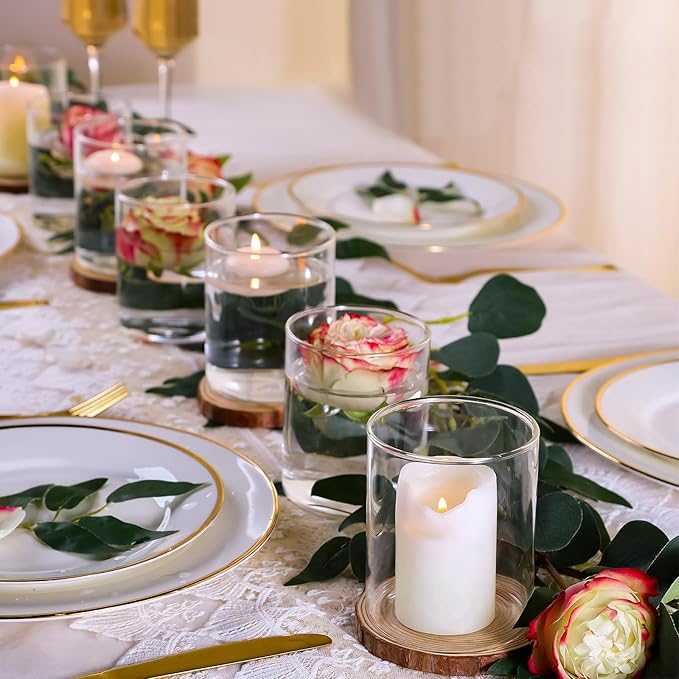 12pcs Small Glass Cylinder Vases for Centerpieces, 4 Inch Clear Flowers Vase for Wedding Decorations, Glass Hurricane Candle Holder for Home Decor Table Centerpiece