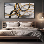Large Framed Canvas Wall Art Gold Foil Prints Art Abstract Wall Pictures for Bedroom Dining Room Black Line Art 29"x 58" Gallery Wall Decor