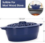 Wood Stove Steamer, Cast Iron Humidifier for Stove, Home Indoor Decorative, Blue Finish, Rust Resistant, Lattice Top, 2.5 Quart Capacity, Patented