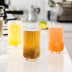 INSETLAN Set of 6 Water Drinking Glasses, Arch Design Cocktail Glasses, Vintage Glassware, Collins Glass Cups for Coffee, Wine, Whiskey, Juice, Housewarming Presents, New House Essentials