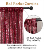 ShiDianYi 6x8FT Sequin Photo Backdrop Sparkle Fabric Window Curtains- Burgundy Glitter Backdrop for Wedding Birthday Christmas Party Decor, Bridal Shower