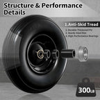 Wheelbarrow Wheel 13 Inch Flat Free 4.00-6 Solid Tire, Replacement Heavy Duty, with 5/8" and 3/4" Bearings 1.75" Center Hub, fits Garden Cart, Dolly, Hand Truck, Trailer, Utility Wagon, 1 Pcs