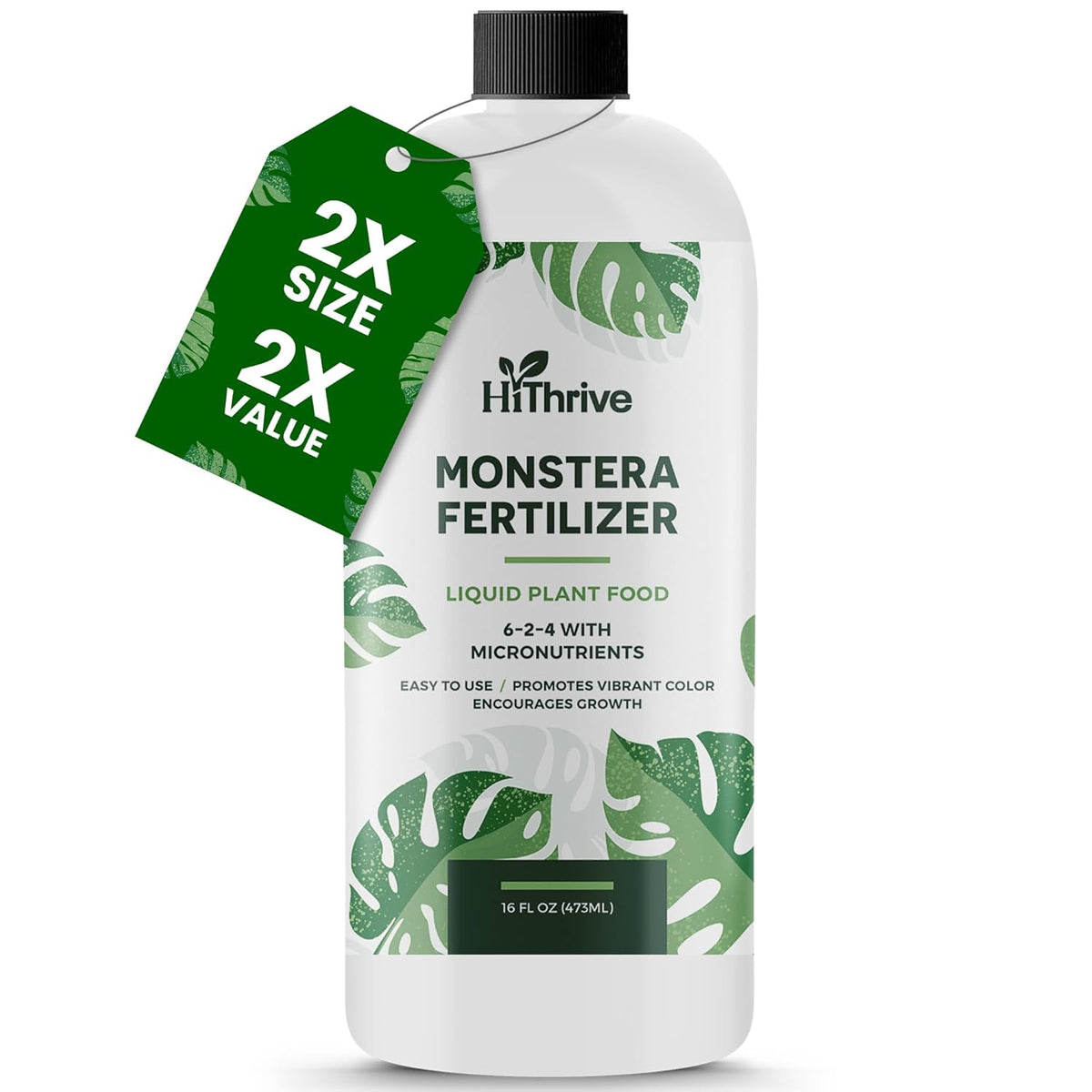 16oz Monstera Plant Food - Makes 96 Gallons of Monstera Fertilizer, Liquid Indoor Plant Fertilizer for Obliqua, Deliciosa and More, 6-2-4 NPK Ratio for Houseplants’ Healthy Growth & Glossy Leaves