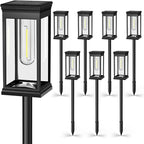 Modern Solar Pathway Lights Outdoor - 8 Pack, IP65 Waterproof Square Design for Yard Garden Lawn, 14H Runtime Dusk to Dawn Auto, Warm White LED