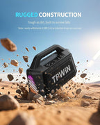 Bluetooth Speaker - 80W Loud Rugged Outdoor Speakers, IPX6 Waterproof, 20H Playtime, Deep Bass, Lightshow, TWS, BT 5.3 Wireless, Portable for Travel Hiking Camping Beach Pool - Black