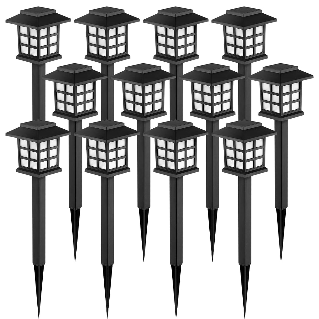 GIGALUMI Solar Garden Lights, 12-Pack – Waterproof Outdoor LED Stake Lights