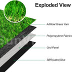 Artificial Grass Turf 7FTX73FT, 1.38" Pile Height Realistic Synthetic Grass, Indoor Outdoor Pet Faux Grass Astro Rug Carpet for Garden Backyard Patio Balcony
