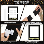 32 x 24 Inch Large Photo Booth Props Picture Frame Happy Birthday Party Frame DIY Cutouts Photo Booth Props Selfie for Party Supplies Favors(Black Gold,Happy Birthday)