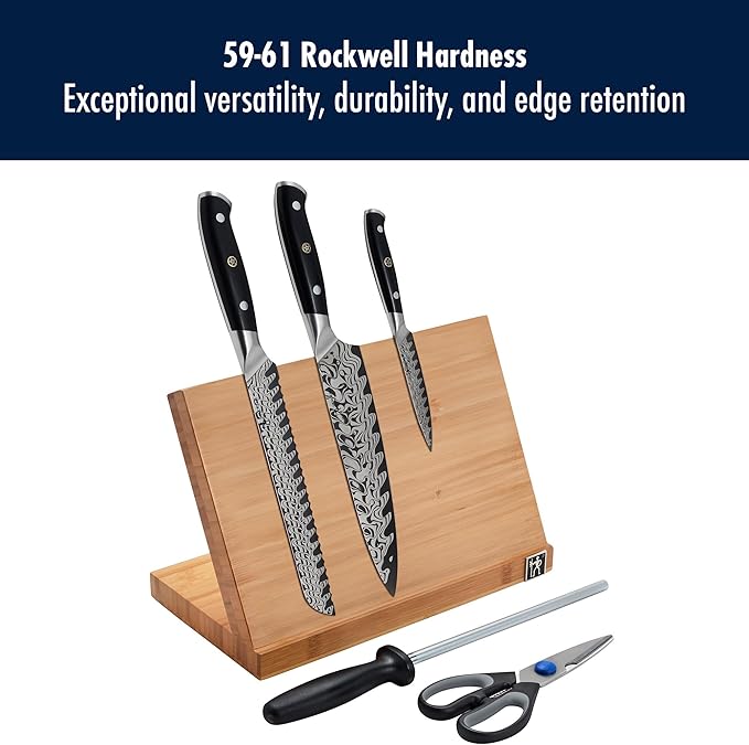 Henckels Compass Damascus 6-pc Magnetic Easel Damascus Knife Set