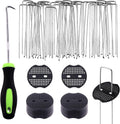 Swpeet 101Pcs U-Shaped Landscape Garden Stakes Staples and Plastic Fixing Gasket with Pick Hook Assortment Kit, Garden Lawn Landscape Staples for Irrigation Hoses, Fixed Fences, Artificial Turf Nails