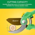 Miracle-Gro 8 in. Bypass Pruning Shears – 1/2 in. Cutting Capacity; Gardening Hand Pruner with Sharp Carbon Steel Blade and Non-Slip Grip – Lightweight Garden Tool for Live Plants and Soft Stems