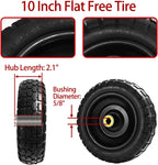 10" Solid Tires (4-Pack) - 4.10/3.50-4 Flat-Free Replacement Wheels for Gorilla Carts, Wheelbarrows, Garden Carts & Utility Wagons - 5/8" Axle Bore 2.1" Hub