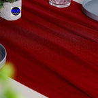 MDS Halloween Chiffon Table Runner - 10 Pack, 29 x 170 Inches, 14ft Each - Sheer Spooky Table Runners for Haunted House Parties, Trick-or-Treat Tables, Witchy Décor, Wedding & Events - Apple red