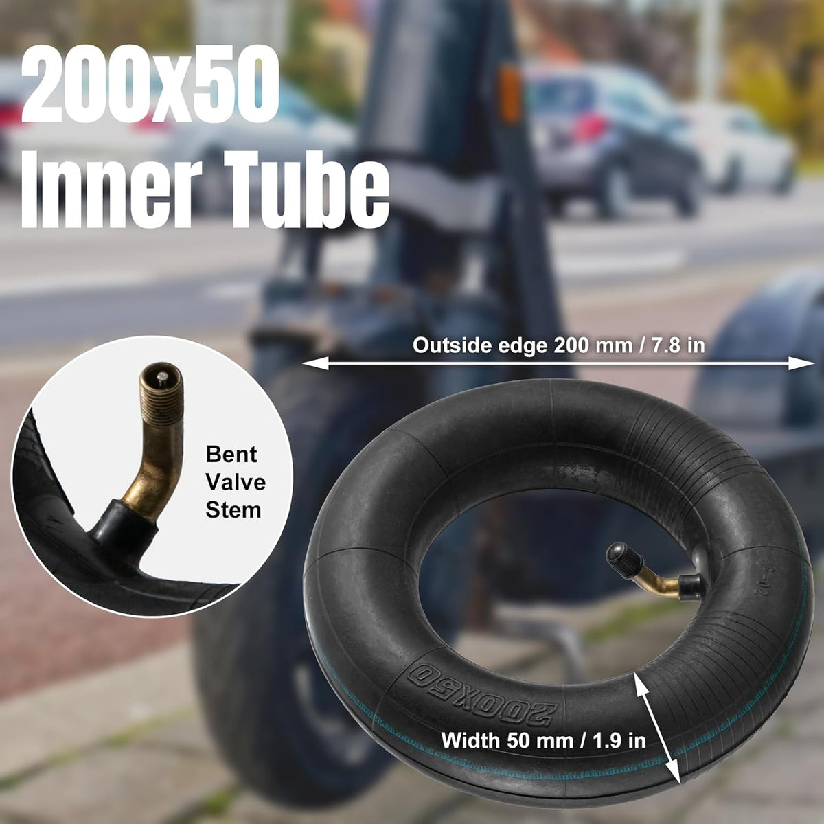 200x50" Inner Tubes, 2 Pack Heavy Duty Replacement Electric Scooter Tire Inner Tube Compatible with Razor E100, E150, E200, Power Core E100, Dune Buggy, ePunk, Crazy Cart, PowerRider 360, eSpark