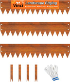 Vinci Landscape Edging Border, 40" L x 8" H 3Pack 10FT Total Rusted Corten Steel Garden Edging with Spikes, Sturdy Elegant Metal Lawn Broder for Flower Beds, Pathways, Paver Edges and Yard
