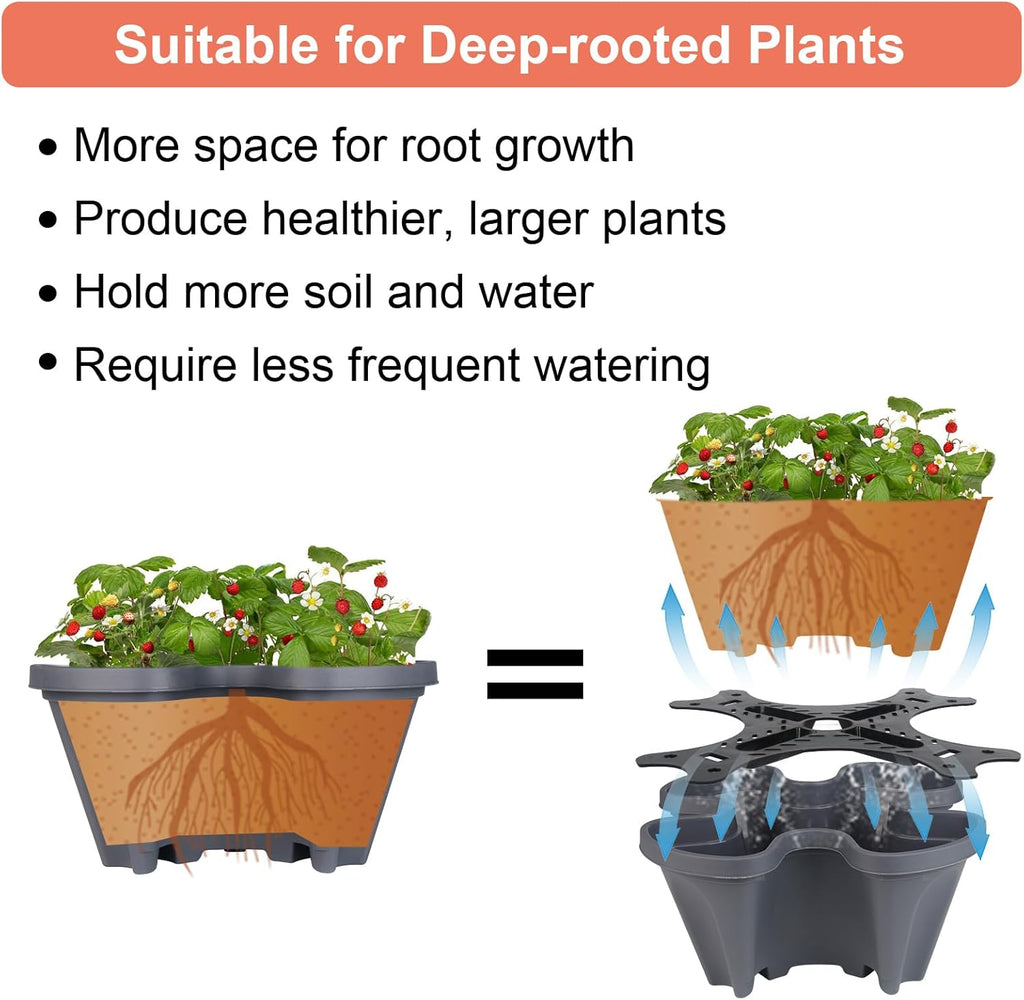 Vertical Planter 6 Tier Stackable Planters Garden Planters Strawberry Herb Flower and Vegetable Planter Indoor Outdoor Gardening Pots with Removable Wheels and Tools