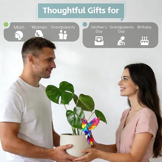 Hummingbird Gifts for Women Mom Grandma - Humming Bird Plant Lover Mothers Day Birthday Gifts Cardinal Garden Decor - Hanging Planters for Indoor Outdoor Cardinal Plants Pots Accessories