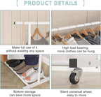 Sywhitta Double Rod Clothing Garment Rack, Rolling Clothes Organizer on Wheels for Hanging Clothes, Easy to Assemble, Adjustable, White