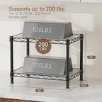 Small 2 Tier Shelves Storage Wire Shelving Unit Metal Shelf Adjustable Organizers Storage Shelving with Wheels for Bathroom Laundry Room Kitchen Pantry12”D x 18”W x 12.2”H Black
