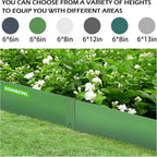 Landscape Edging Kit, Galvanized Steel Edging Landscape Lawn Edging Powder for Lawn Yard, Coated Bendable Metal Strips, No-Dig Hammer-in Edging Border w/Clips (6 INCH 6 PCS, Green)