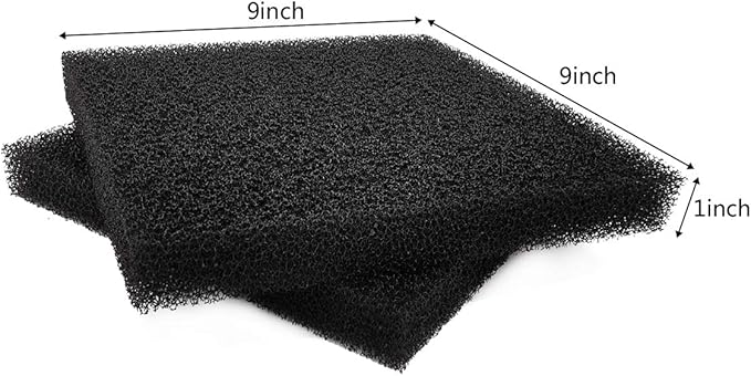 Hipanda Filter Foam Sponges, Bio Sponge Filter Media Pad, Cut-to-Size Foam for Aquarium Fish Tank (9" x 9" x 1",2pcs)