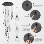 18 Light Modern Glam Crystal Chandelier for High Ceiling LED Dimmable Ceiling Pendant Light Staircase Foyer Enterway Living Room Chandelier Lighting Antique Black