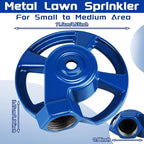 Domensi 4 Pack Cast Iron Lawn Sprinklers for Yard Heavy Duty Metal Garden Water Sprinkler American Threaded Joints for Lawn Garden Yard Irrigation System, Blue