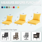24x24 Inch Outdoor Chair Cushions Set of 2, Patio Furniture Cushions - Removable Cover, Water-Repellent, Fade-Resistant, Non-Slip Bottom & Straps, Replacement for Deep Seat Sofa & Couch - Yellow
