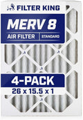 Filter King 26x15.5x1 Air Filter | 4-PACK | MERV 8 HVAC Pleated A/C Furnace Filters | MADE IN USA | Actual Size: 26 x 15.5 x .75"
