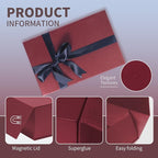 Large Burgundy Gift Box,13.75"x9"x4.5", Gift Boxes with Magnetic Lids for Presents Closure Gift Packing for Birthday,Christmas, Halloween,Wedding,Bridal Gifts,Mother's Day Gift Packging