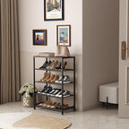 HOMEFORT 5-Tier Shoe Rack, Shoe Storage Shelf with MDF Top Board, Shoe Rack Organizer, Each Tier Fits 3 Pairs, Entryway Shoe Stand with Sturdy Shelves, Rustic Brown