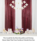 ShinyBeauty Sparkle Backdrop Curtain Burgundy 2 Panels Set Sequin Photo Backdrop Wine 2FTx8FT Sequin Backdrop Curtain Pack of 2-1220S
