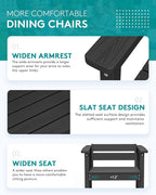 SERWALL Outdoor Dining Chairs Set of 2, All-Weather HDPE Patio Chairs, Black