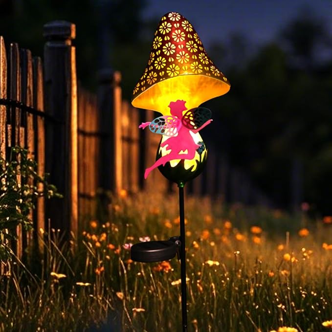 ZKLiLi Solar Lights Garden Decorations,Mushroom Fairy Light,Solar Warm LED Light for Pathway Lawn Patio Courtyard Gifts for Mom Grandma Women(Fairy Mushroom)