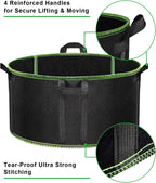 Grow Bags of 3-Pack 50 Gallon, Garden Planter Bags with Handles, 320GThickened Nonwoven Fabric Aeration Planting Pots, Heavy Duty Cloth Pots for Plants, Black