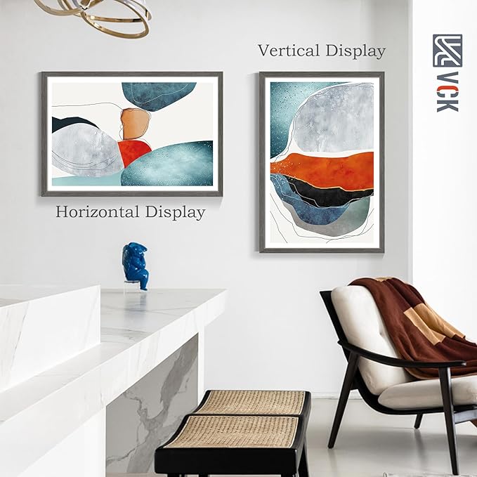 VCK 27x40 Picture Frame Set of 4 - Grey, Gallery-Quality Wood Poster Frames, 1.1-Inch Wide Border, Polished Plexiglass, Vertical or Horizontal Wall Display for Photo/Art/Prints, Grey