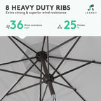 JEAREY 10FT Outdoor Patio Umbrella Outdoor Table Umbrella with Push Button Tilt and Crank, Market Umbrella 8 Sturdy Ribs UV Protection Waterproof for Pool, Garden (Light Gray)