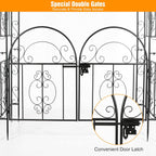 84in High Metal Garden Arbor with Gate, Heavy Duty Wide Garden Arch, Metal Arch Trellis with Gate for Climbing Plant, Wedding, Outdoor Patio Décor, Black(84"x52.4"x19")