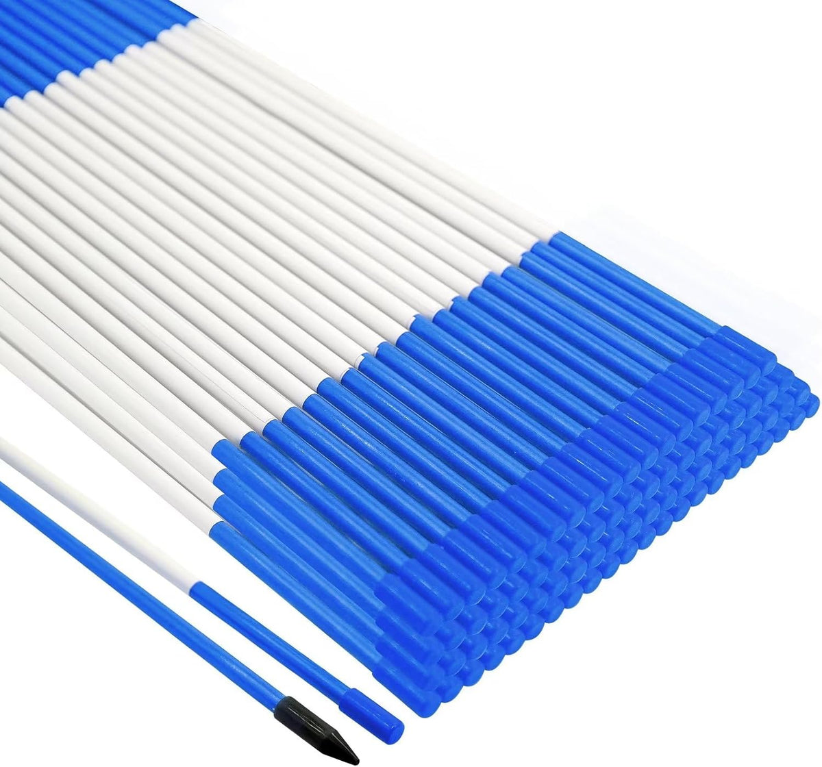 Growsun Driveway Marker 48 inch Blue Fiberglass 5/16 inch Dia Snow Fence Reflective Plow Stakes for Yard Walkways Parking Lots Safety Rods Edge, 50 Pack