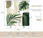 Glawry Green Gold Boho Mid Century Shower Curtain Abstract Tropical Plant Minimalist Modern Geometric Palm Leaf Arch Bathroom Simple 72Wx72L Inches Bath Accessories Art Home Decor Fabric 12 Pack Hooks