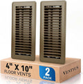 4" x 10" Floor Register Vent Covers 2-Pack, Walkable Powder-Coated Metal Vent Covers with Adjustable Airflow, Curved Safe Edges for Floor/Wall, Brown