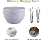 Meowell 8 inch Small Hanging Planters for Indoor Outdoor Plants, 2 Pack Hanging Flower Pots with Drainage Holes and Chain for Garden Porch, Plastic Hanging Baskets for House Plants, Speckled Grey